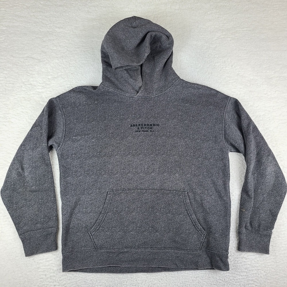 Abercrombie & Fitch Hoodie Mens Medium Dark Gray Relaxed Soft Fleece Activewear*